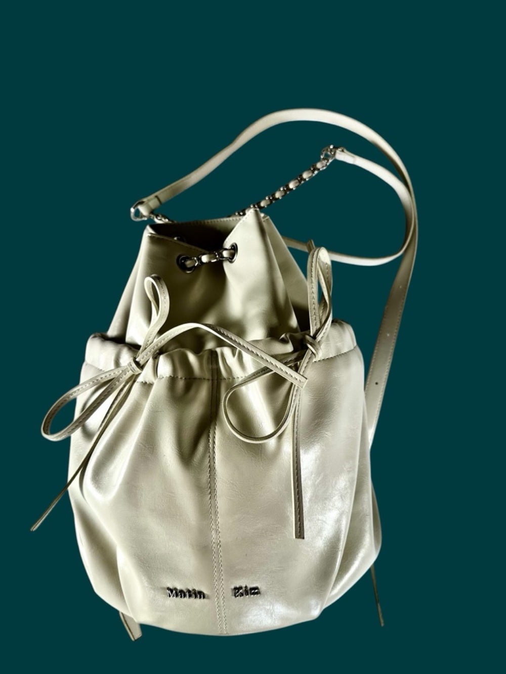 Matin Kim Leather Drawstring Ribbon Backpack - Picture 6 of 16